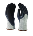 CUT-ND8027 - pletene rukavice od mješavine modifikovanih staklenih vlakana, spandeksa i najlona, sa slojem HCT nitrila, sa dvostrukim premazom nitrila, prvi glatki premaz drugi pjenasti za bolje prijanjanje, imaju otpornost na prosjecanje nivo 5, EN388 4542