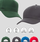 Kačketi od pamuka, sertifikovana za zaštitu od sunca i UV zračenja. Izvedba 5 panel i 6 panel različit u estetici i upotrebi, sa mogućnošću izbora između čičak trake ili kopče. Dostupan u više boja.