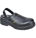 FC03 ESD - dostupna u CRNOJ i BIJELOJ boji. 
Zaštitna sandala sa stražnjim podesivim kaišem, lagana sa kompozit zaštitnom kapicom, perforiranim gornjištem za dodatnu prozračnost-pomaže pri cirkulaciji zraka u vrućim okruženjima. Anti-static obuća, 100% bez metalnih djelova sa zatvaranjem sa plastičnim gumbom. Prikladna za uporabu u ESD okruženjima. Zadovoljava normu EN 61340-5-1. Dvostruki potplat otporan na ulje i gorivo, SRC-otporan na klizanje i spoticanje na keramičkim i čeličnim površinama. Apsorbira energiju u predjelu pete. EN ISO 20345:2011 SB ESD SRC A E FO, IEC 61340-5-1:2016.